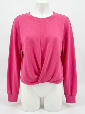 Maeve by Anthropologie Pink Bubble Hem Sweatshirt Pullover Size XS Oversized